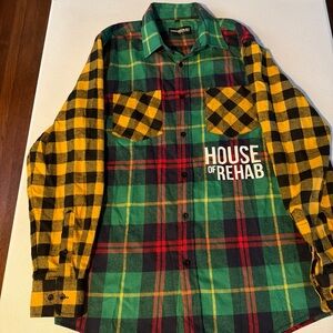 House Of Rehab Fashion Made Me Do It Plaid Flannel Button Down Shirt Medium